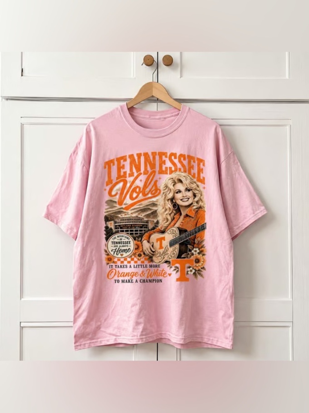 Dolly Parton Tennessee Vols Light Pink T-Shirt, Country Music Legend Graphic Tee